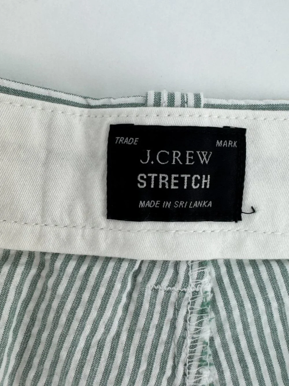 J. Crew Seersucker Shorts Green White Striped Men's Size 36 9